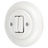 Porselein Retro Double Push-button Flush-mounted Switch Type I White