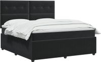 vidaXL LED Boxspringbed met Matras Zwart 140 x 190 cm Fluweel