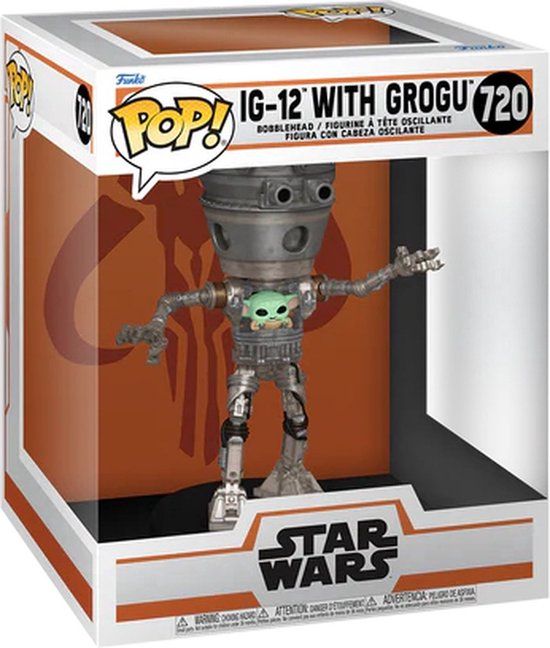 Funko Pop Deluxe: Star Wars: The Mandalorian - IG-12 With Grogu Funko Pop #720