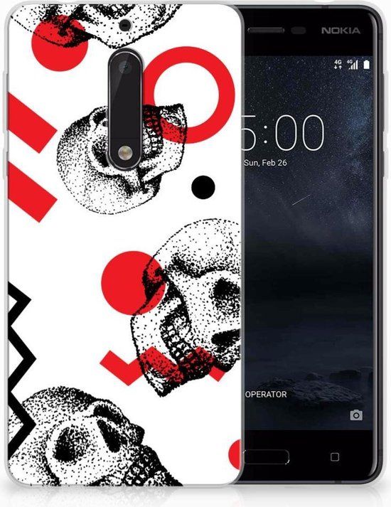 B2Ctelecom Nokia 5 TPU Hoesje Design Skull Red