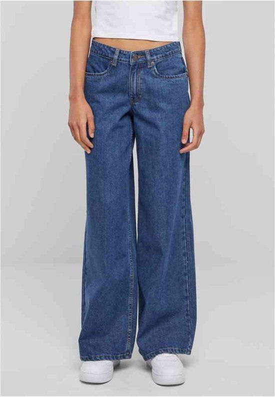 Urban Classics Mid Waist Wide Denim Women's Trousers - Blue - W27