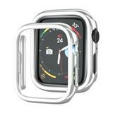 By Qubix Qubix - Hard case 45mm (open front) - Zilver (glans) - Geschikt voor Apple Watch 45mm hoesje - screenprotector - Bescherming iWatch - Bescherm hoesje
