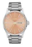 Nixon Sentry A356-5339-00 Polshorloge voor heren met zilverkleurige roestvrijstalen armband, 10 bar, diameter behuizing: 42 mm