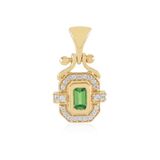 Cavill - Zilveren Hanger 925 Sterling Zilver - Lemshuku Tsavoriet 0,251 ct Achthoek - Pave Zirkonia 0,178 ct - Uniek Tanzania Edelsteen Sieraad