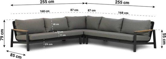 Coco Ralph/Ralph 90 cm hoek loungeset 4-delig Grijs-antraciet
