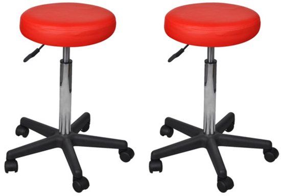 vidaXL Kantoorkrukken 2 stuks 35,5x84 cm kunstleer rood
