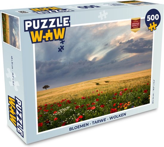 MuchoWow Puzzel Bloemen - Tarwe - Wolken - Legpuzzel - Puzzel 500 stukjes