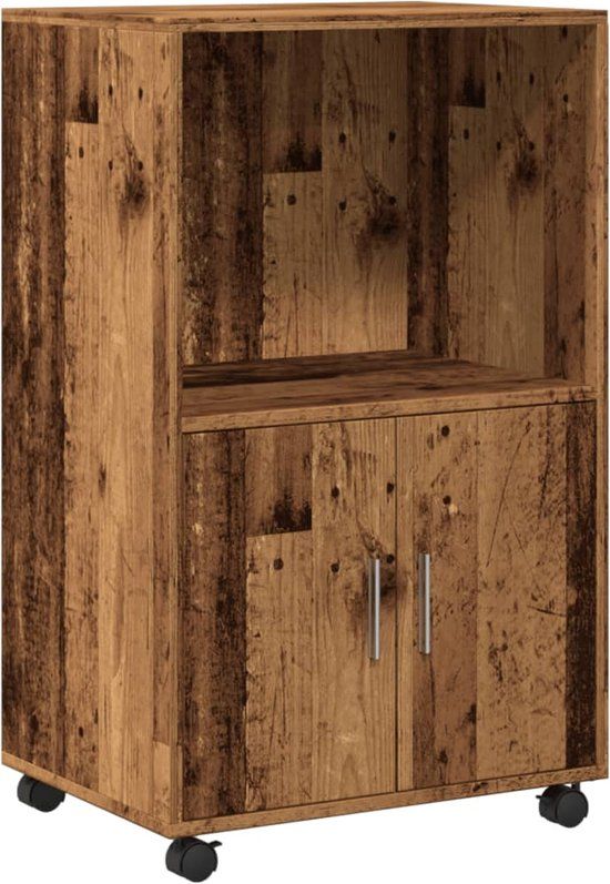 vidaXL Rolkast 55x40x91 cm bewerkt hout oud houtkleurig