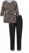TruYou - Dames - Pyjama tweedelig top met luipaardmotief kant effen broek - Zwart - Maat 46+