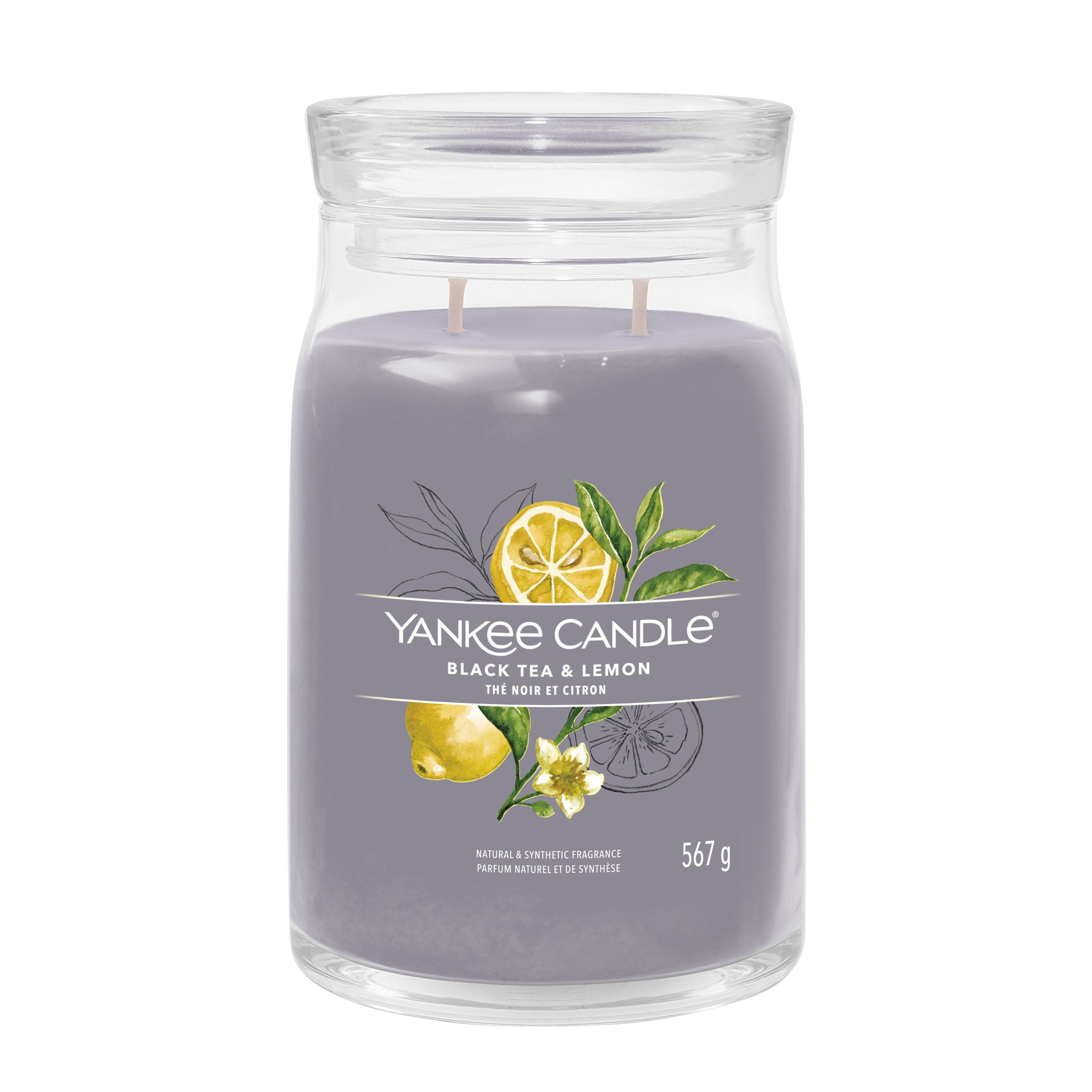 Yankee Candle Signature Black Tea & Lemon Cylinder Candle - Grey - 157mm