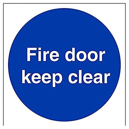 V Safety VSafety Fire Door Keep Clear Mandatory Sign - 200mm x 200mm - Zelfklevende Vinyl