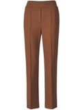 Goldner VERA Wijde Stoffen Broek met Plooien - Cognac - Maat 42