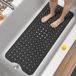 PromoHome Antislip Badmat Extra Large 100x40 cm - Douchemat met Zuignappen en Afvoergaten - Anti-Schimmel Machinewasbare Badkamer Mat - Zwart