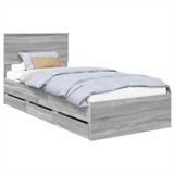 vidaXL Cadre de lit, couleur gris Sonoma, 75 x 190 cm, en bois composite