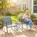 AUCO Ensemble De Mobilier De Jardin En Acier 3 Pièces Comprenant 2 Fauteuils À Bascule Respirants Et Une Table Basse Avec Plateau En Verre, Gris Et Noir