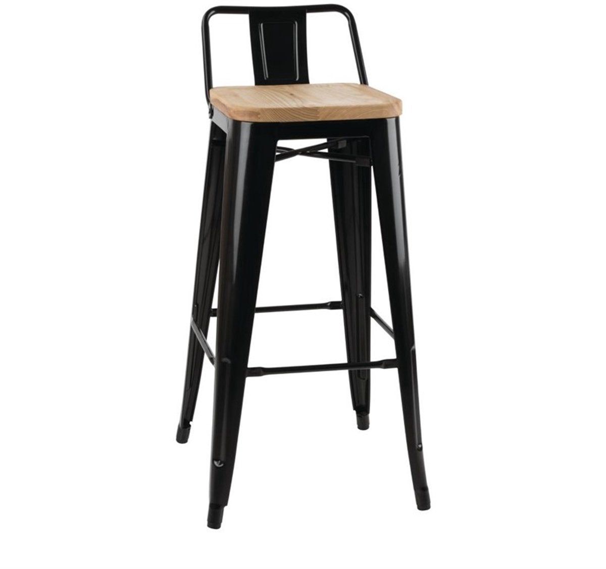 Bolero Bistro Hoge Barstoel Met Houten Zitting Zwart (4 Stuks)
