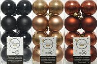 Decoris Kaemingk B.V. 48x Stuks kunststof kerstballen mix zwart/terra bruin/camel bruin 4 cm