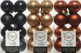 Decoris Kaemingk B.V. 48x Stuks kunststof kerstballen mix zwart/terra bruin/camel bruin 4 cm