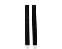 Magic Flame Bougies de dîner - LED - 4x pièces - noir - 25 cm - avec paillettes