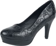 Rock Rebel by EMP Zwarte hoge hakken met all-over doodshoofdprint - Dames - EU40