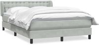 vidaXL Boxspring met matras fluweel lichtgrijs 160x210 cm