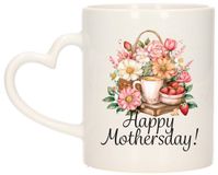 Bellatio Decorations Mok Mama Moederdag Hartjes Oor Bloemen 300ml Keramiek Multi