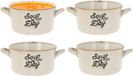 Excellent Houseware Soepkommen/serveer schaaltjes - 4x - porselein - 500ml - beige - met oor