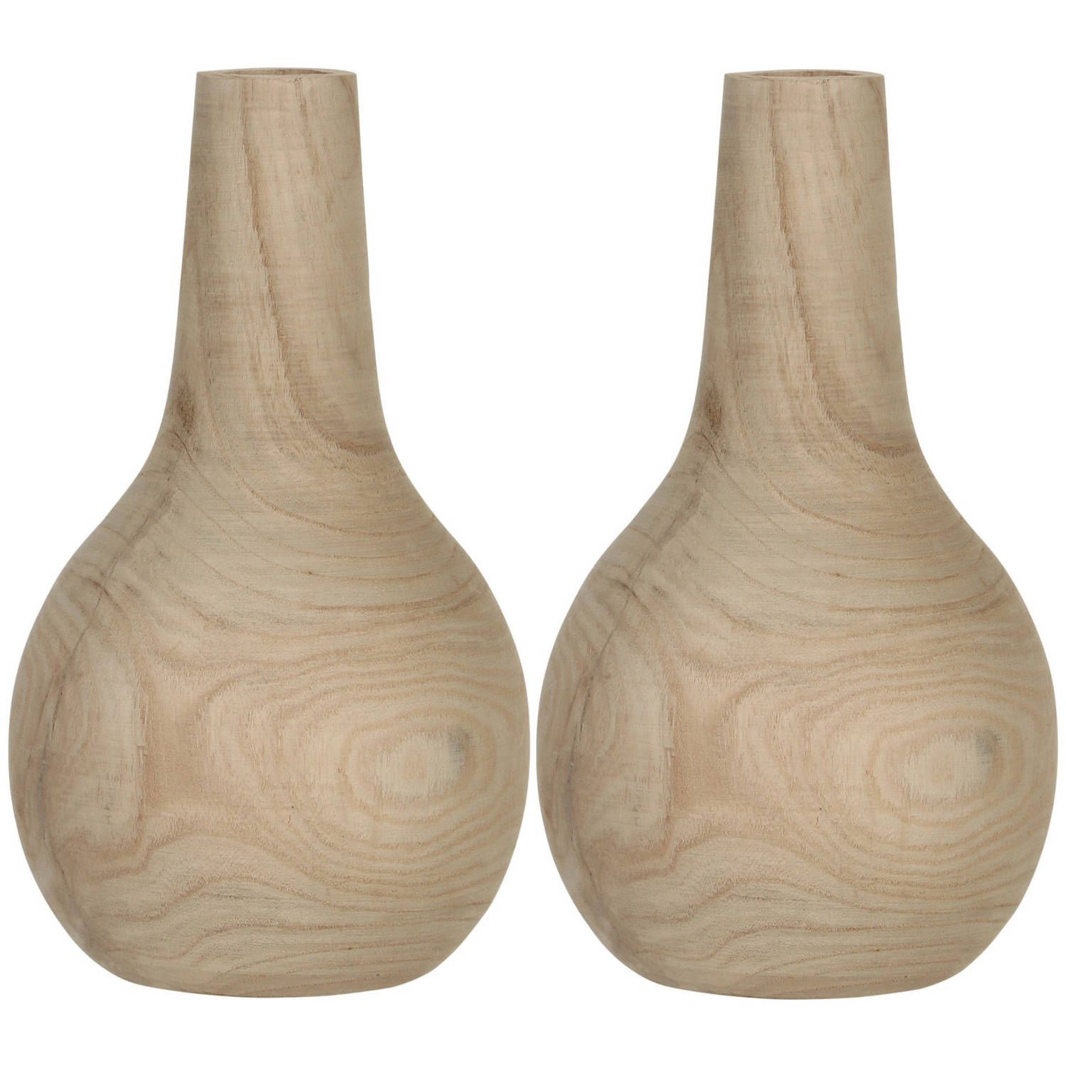 Mica Decorations Houten vaas - bruin - 28 x 16 cm