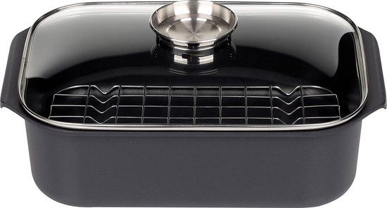 GSW Braadpan 8 liter Rechthoekig - Zwart - Gietaluminium - Met deksel