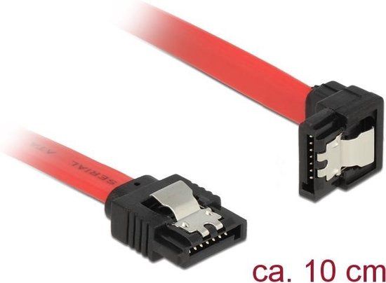 Delock SATA 6 GB/s kabel rechtstreeks naar beneden naar beneden schuine schuine 10 cm rood
