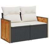 vidaXL 10-delige Loungeset met kussens, polyrattan, zwart