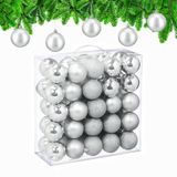 Relaxdays boules de Noël set de 50 - Ø 6 cm - plastique - incassable - argent