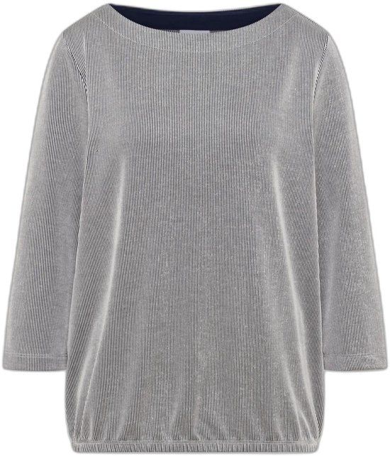 Cecil Dames-T-shirt met lange mouwen, Ronde hals, Gestreept, Katoen, Jersey, Regular Fit, Universeel blauw, Maat L
