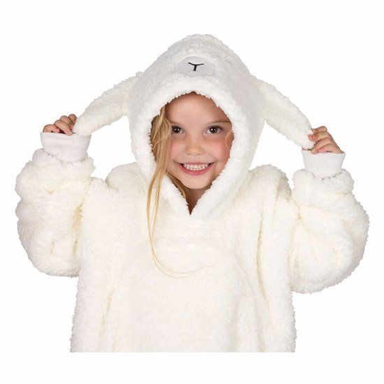 4KidsOnly Noxxiez Knuffel Hoodie Schaap Medium - Fleece Draagbare Deken voor Kinderen