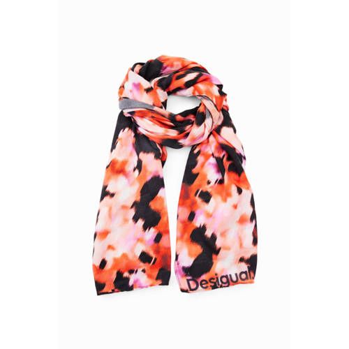 Desigual sjaal met all-over print oranje/zwart