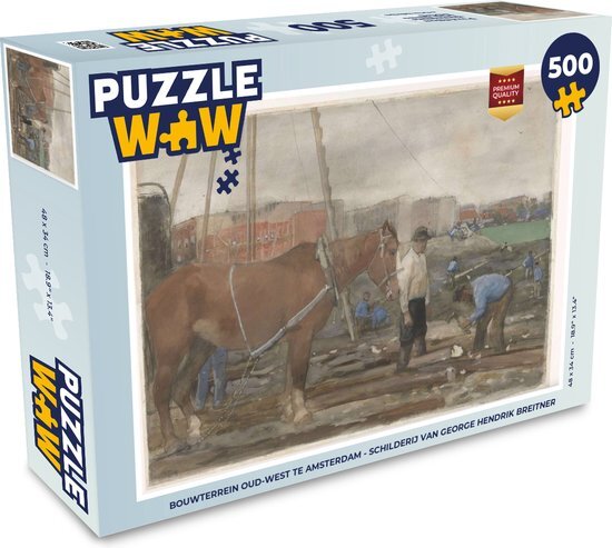 MuchoWow Puzzel Bouwterrein Oud-West te Amsterdam - Schilderij van George Hendrik Breitner - Legpuzzel - Puzzel 500 stukjes - Sinterklaas cadeautjes - Sinterklaas voor grote kinderen