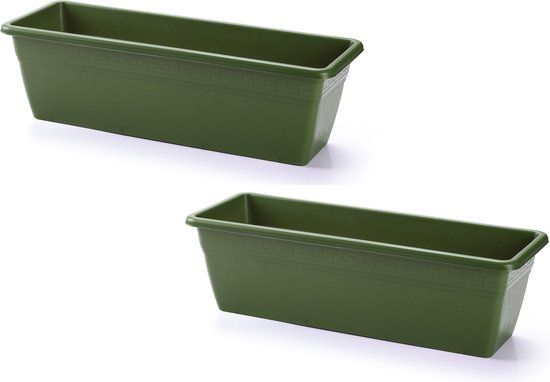 2x Plantenbak Groen Rechthoekig 50 x 17 x 15 cm - PLASTICFORTE