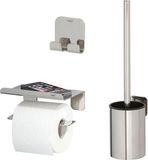 Tiger Colar Toiletaccessoireset - Toiletborstel met houder - Toiletrolhouder met planchet - Handdoekhaak – RVS gepolijst