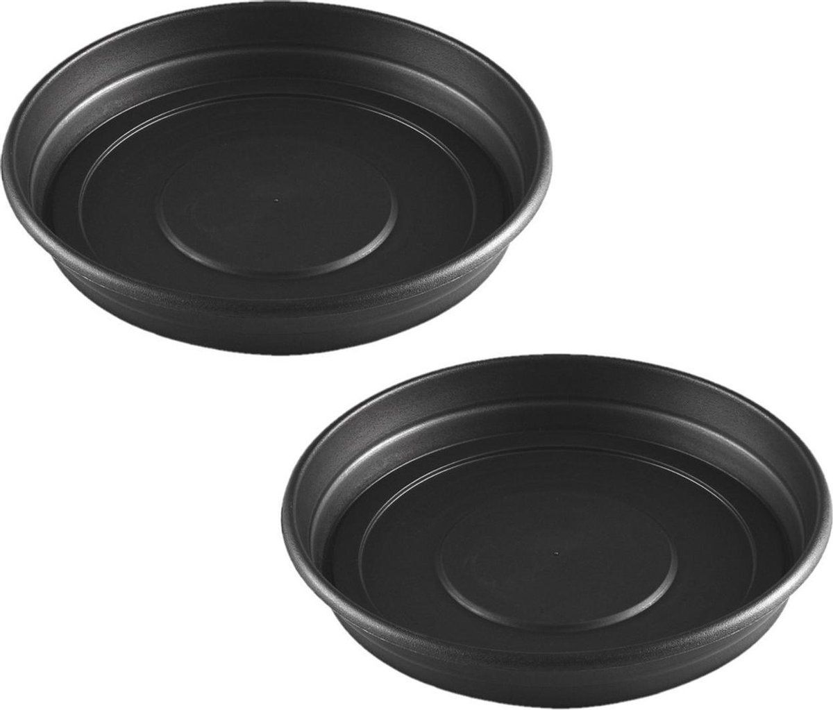 Hega hogar Set van 2x bloempot/plantenpot antraciet grijs Ø 26 cm. - Kunststof