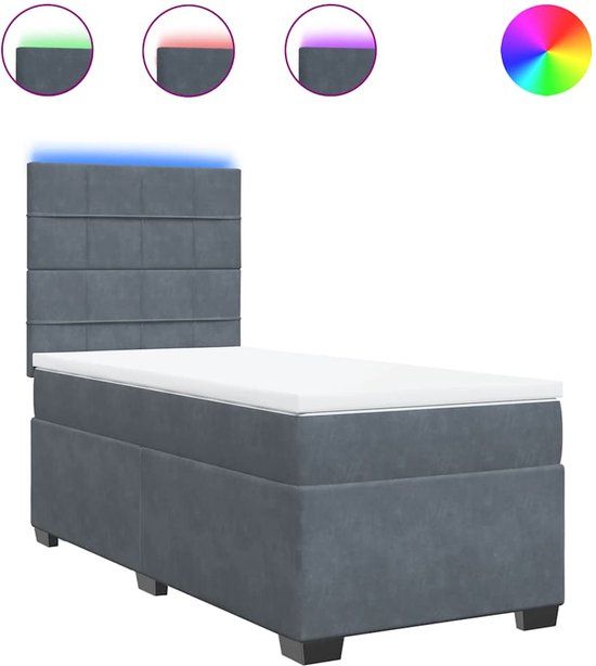 vidaXL Boxspring met matras fluweel donkergrijs 100x200 cm