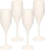 Santex Set van 12x stuks champagneglazen/prosecco flutes wit 150 ml onbreekbaar kunststof