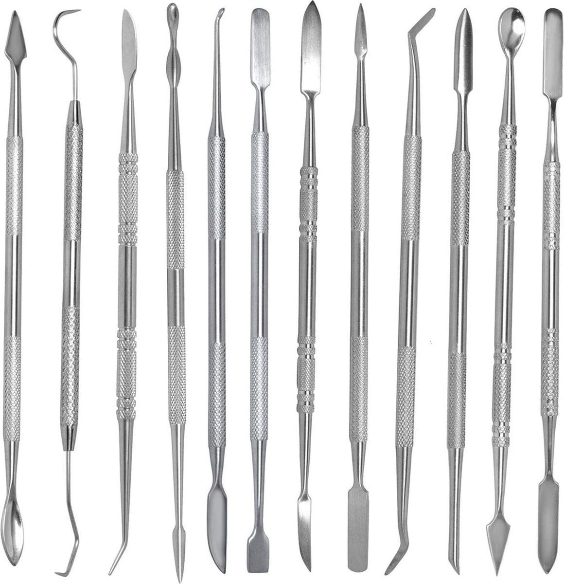 Mmobiel 12x Roestvrij staal Wax Carving Boetseer Set - Zilver