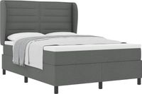 vidaXL Lit à ressorts avec matelas Gris foncé 160 x 200 cm tissu