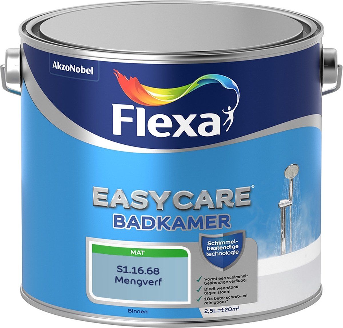 FLEXA Easycare Muurverf - Badkamer - Mat - Mengkleur - S1.16.68 - 2,5 liter