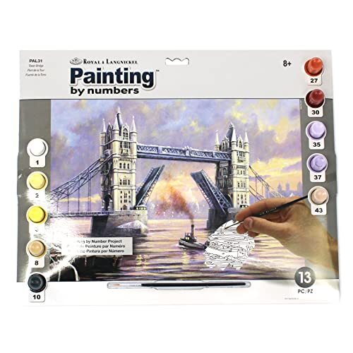 Pracht Creatives Hobby Schilderen op nummers - Professioneel "Tower Bridge", doe-het-zelf afbeelding incl. 7 acrylkleuren, penselen en bedrukt schilderkarton, voor volwassenen en gevorderden