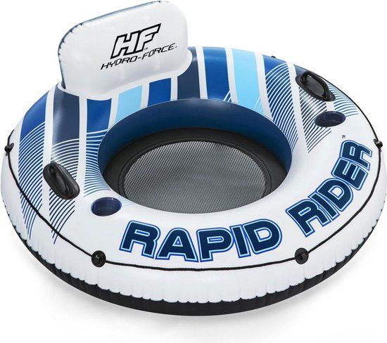 Bestway Zwemband - met Bekerhouders - Rugsteun - Optrektouw - Wit/Blauw - 10+ jaar