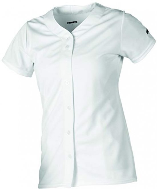 Worth Womens Full Button Softball Jersey - White - XX-Large