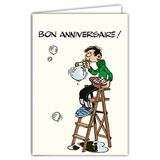 Afie GLCT-0187 Wenskaart voor verjaardag Gaston Lagaffe Vintage Herkomst Zeepbellen BD Comic Grappige Belgische Humor Gag Gaffes Franquin
