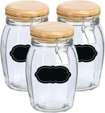 Zeller Weck Weckpot/inmaakpot - 6x - 1.2L - glas - met beugelsluiting - incl. etiketten