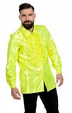 Wilbers Jaren 80 & 90 Kostuum | Gele Ruchesblouse Satijn Foute Neon Disco | Maat 56 | Carnaval kostuum | Verkleedkleding